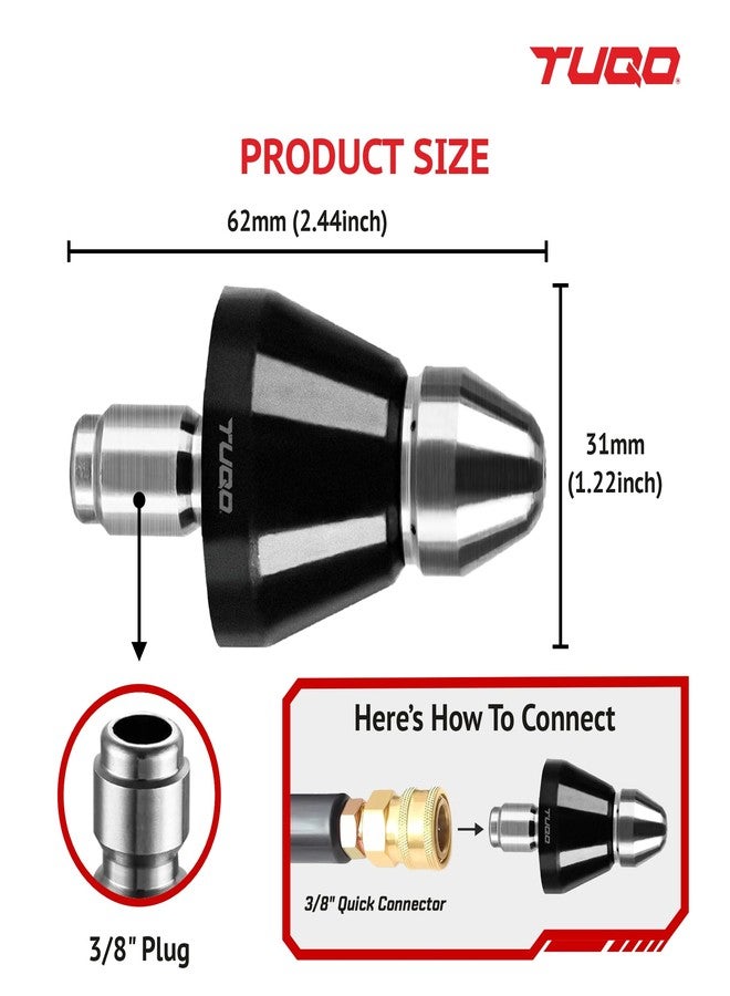 TUQO DS07 | 3/8" Plug Rotary Sewer Cleaning Tool High-pressure Nozzle | Drain Augers, Sewer Pipe, Hair Clog Remover | Toilet Clog Remover - Image 2